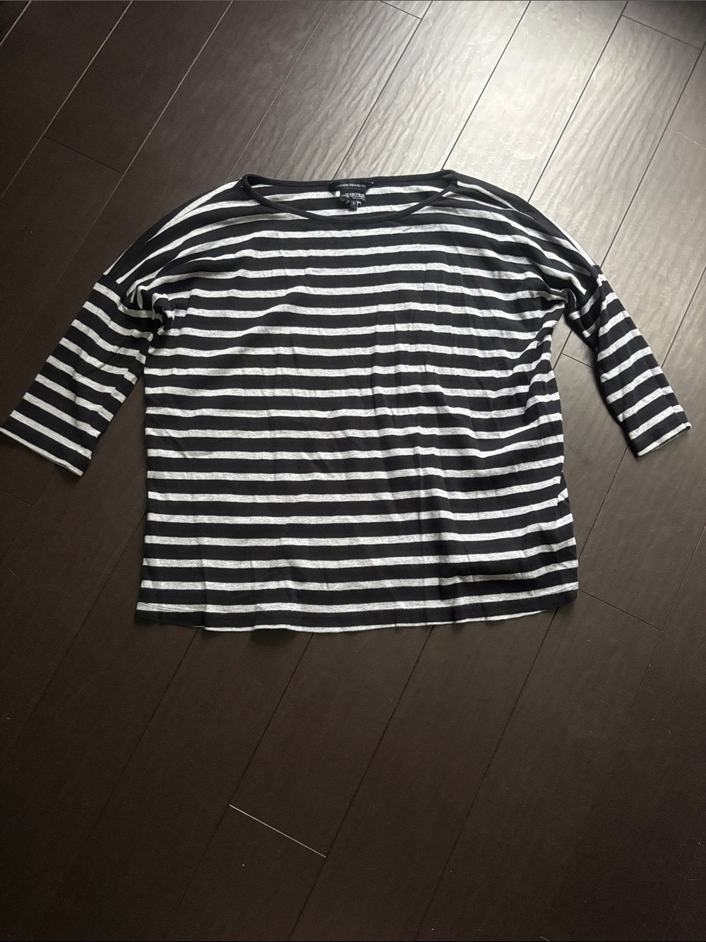 A Pea in the Pod Black and White Striped Boatneck Top